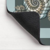 Abstracte beige lichtblauwe fractale kunstspiralen muismat (Hoek)