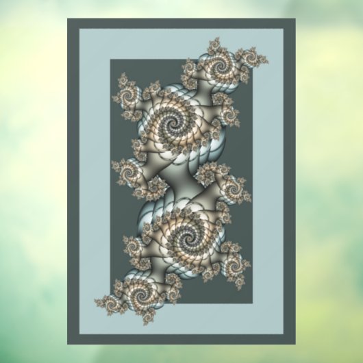 Abstracte beige lichtblauwe fractale kunstspiralen raamsticker (Vel 3)
