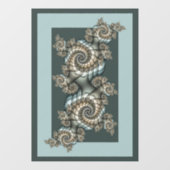 Abstracte beige lichtblauwe fractale kunstspiralen raamsticker (Vel)