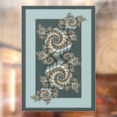 Abstracte beige lichtblauwe fractale kunstspiralen raamsticker (Vel 2)