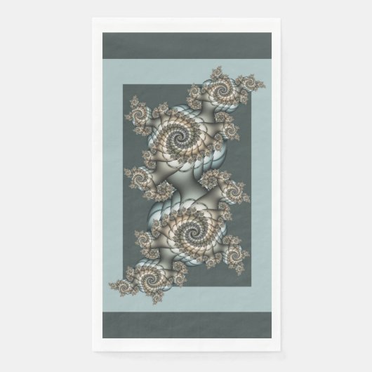 Abstracte beige lichtblauwe fractale kunstspiralen servet (Voorkant)