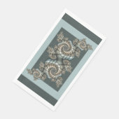 Abstracte beige lichtblauwe fractale kunstspiralen servet (Hoek)