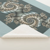 Abstracte beige lichtblauwe fractale kunstspiralen sherpa deken (3/4)
