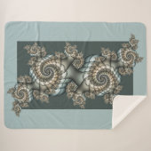 Abstracte beige lichtblauwe fractale kunstspiralen sherpa deken (Voorkant (horizontaal))