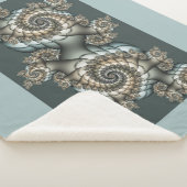 Abstracte beige lichtblauwe fractale kunstspiralen sherpa deken (3/4)