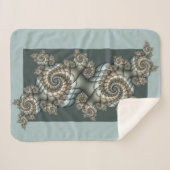 Abstracte beige lichtblauwe fractale kunstspiralen sherpa deken (Voorkant (horizontaal))