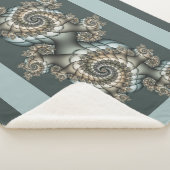 Abstracte beige lichtblauwe fractale kunstspiralen sherpa deken (3/4)