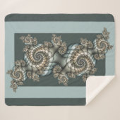 Abstracte beige lichtblauwe fractale kunstspiralen sherpa deken (Voorkant (horizontaal))