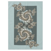 Abstracte beige lichtblauwe fractale kunstspiralen tafelkleed (Voorkant)