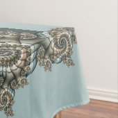 Abstracte beige lichtblauwe fractale kunstspiralen tafelkleed (Voorbeeld)