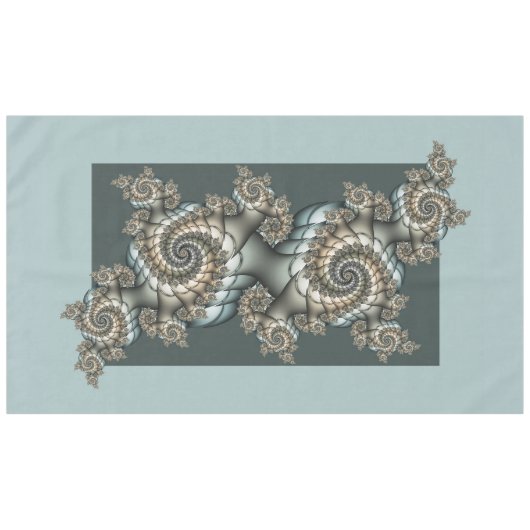 Abstracte beige lichtblauwe fractale kunstspiralen tafelkleed (Voorkant (Horizontaal))
