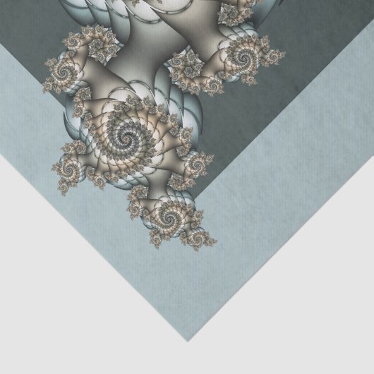 Abstracte beige lichtblauwe fractale kunstspiralen tissuepapier (Detail)