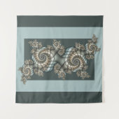 Abstracte beige lichtblauwe fractale kunstspiralen wandkleed (Voorkant (horizontaal))