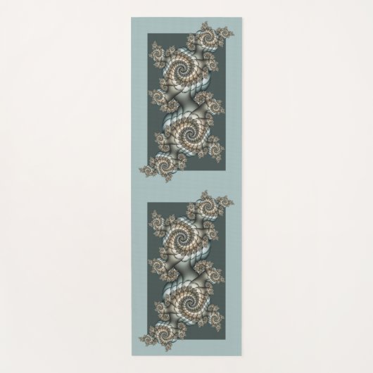 Abstracte beige lichtblauwe fractale kunstspiralen yogamat (Voorkant)
