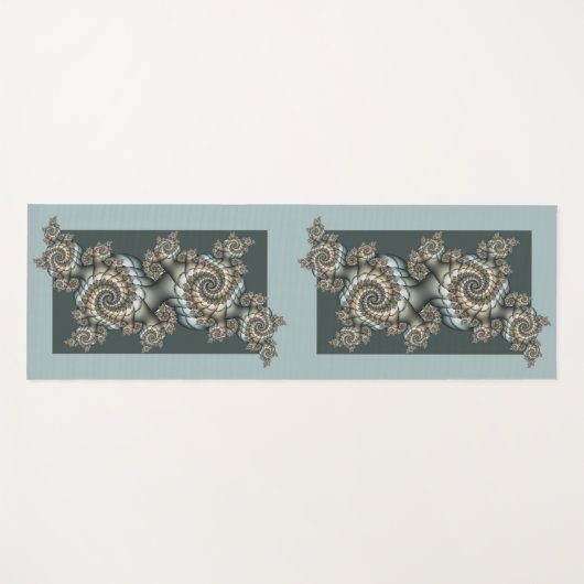 Abstracte beige lichtblauwe fractale kunstspiralen yogamat (Voorkant (horizontaal))