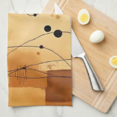 Abstracte Beige Waterverf Lagen Keukenhanddoek (Quarter Fold)