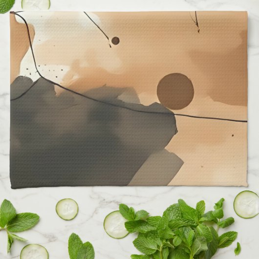 Abstracte beige Waterverf lagen Theedoek (Gevouwen)