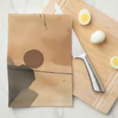 Abstracte beige Waterverf lagen Theedoek (Quarter Fold)