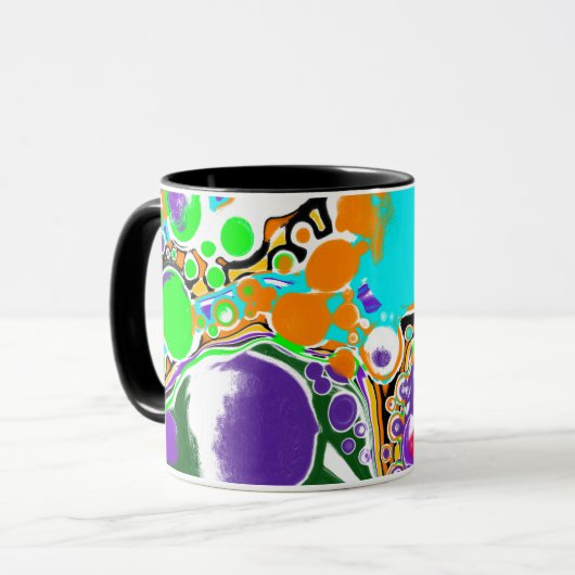 Abstracte belletjes kleurrijk mok (Voorkant links)
