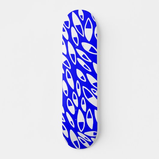 Abstracte benzine - wit op blauw skateboard (Voorkant)