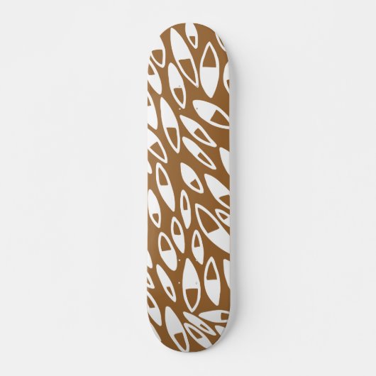 Abstracte benzine - wit op bruin skateboard (Voorkant)