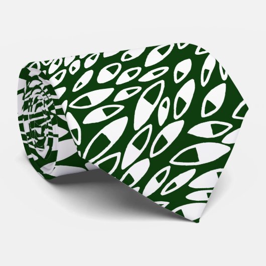 Abstracte benzine - wit op Dk Green Stropdas (Opgerold)