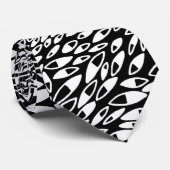 Abstracte benzine - wit op zwart stropdas (Opgerold)