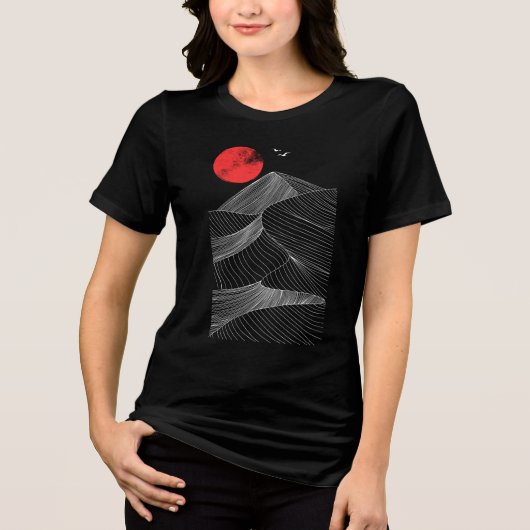 Abstracte Berg Rode Zon Tri-Blend Shirt (Voorkant)