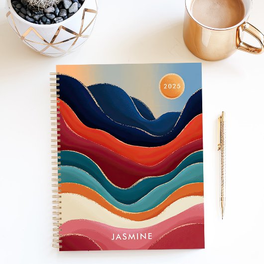 Abstracte Bergen 2025 Aangepaste Naam Planner