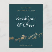 Abstracte bergen donkergroen en goud sparen de Dat Aankondigingskaart (Voorkant)