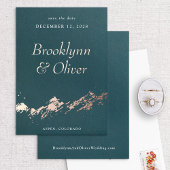 Abstracte bergen donkergroen en goud sparen de Dat Folie Uitnodiging