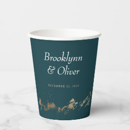 Abstracte bergen donkergroen en goud sparen de Dat Papieren Bekers