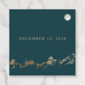 Abstracte Bergen Donkergroen & Goud met Namen Bedankjes Labels (Achterkant)