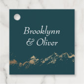Abstracte Bergen Donkergroen & Goud met Namen Bedankjes Labels (Voorkant)