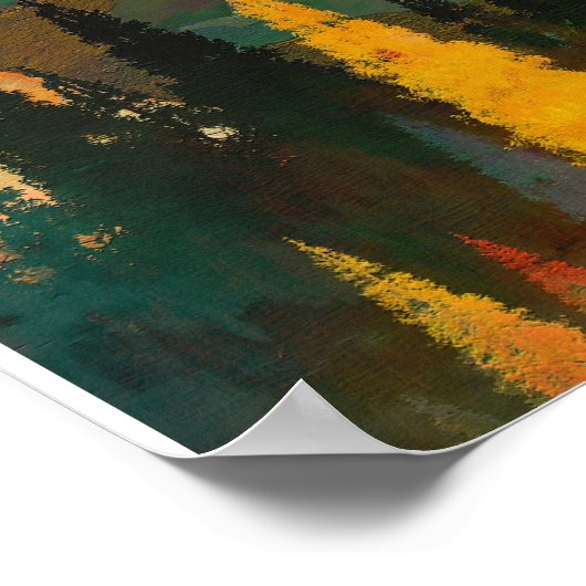 Abstracte bergen en bomen - moderne middeleeuwse poster (Hoek)