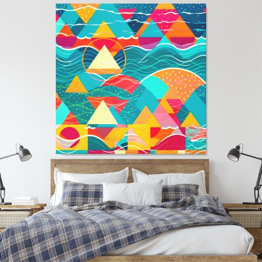 Abstracte Bergen en Rivier Canvas Afdruk (Insitu (Slaapkamer))