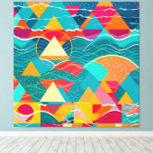 Abstracte Bergen en Rivier Canvas Afdruk (Insitu (Houten vloer))
