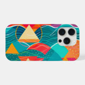 Abstracte Bergen en Rivier iPhone Hoesje (Achterkant horizontaal)