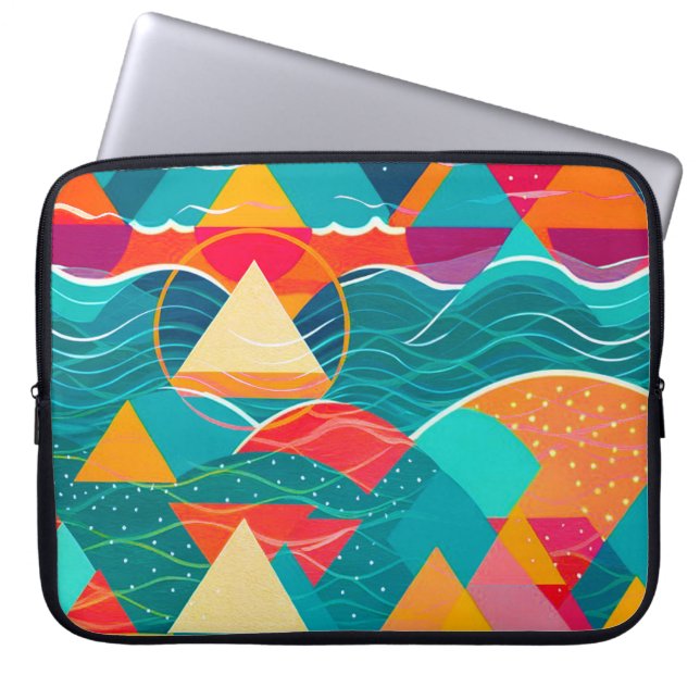 Abstracte Bergen en Rivier Laptop Sleeve (Voorkant)