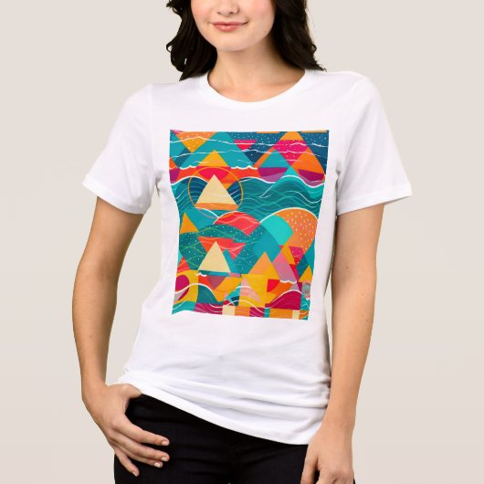 Abstracte Bergen en Rivier Tri-Blend Shirt (Voorkant)