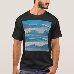Abstracte bergen in azuurblauw, turquoise en goudk t-shirt
