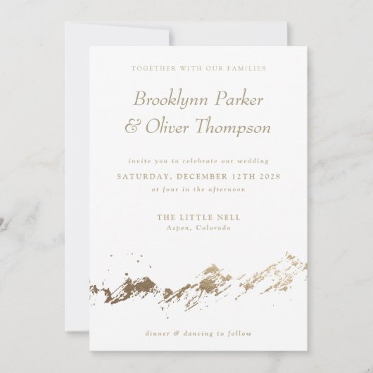 Abstracte bergen minimaal wit bruiloft uitnodigen save the date (Voorkant)