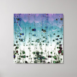 Abstracte Bergen & Stippen Aqua Paars & Zwart Canvas Afdruk