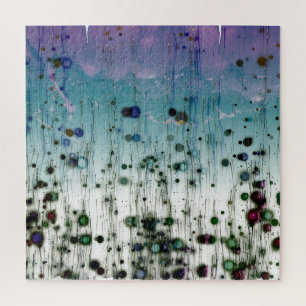 Abstracte bergen & stippen Aqua Paars & Zwart Legpuzzel