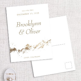 Abstracte bergen White en Gold Save the Date Aankondigingskaart