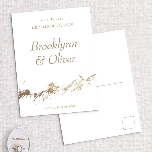 Abstracte bergen White en Gold Save the Date Aankondigingskaart