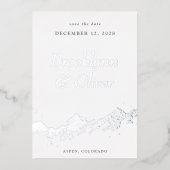 Abstracte bergen White en Silver Save the Date Folie Uitnodiging (Voorkant)