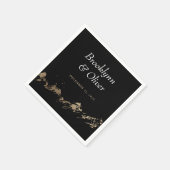 Abstracte Bergen Zwart & Goud Namen van Koppels Servet (Hoek)