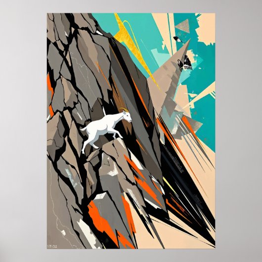 Abstracte berggeitenklimmer poster (Voorkant)
