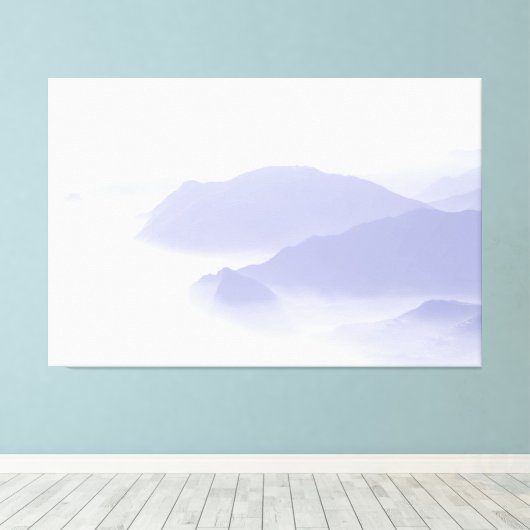 Abstracte Berglandschap Natuur Periwinkle Blue Canvas Afdruk (Insitu (Houten vloer))